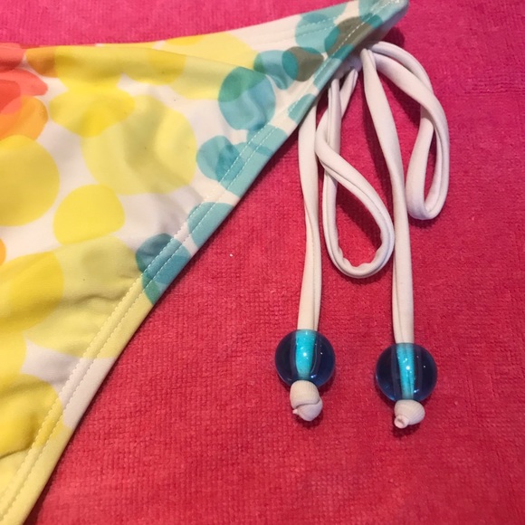 Rip Curl Bikini White with Multi Color Bubble Print with Aqua Ball Beads - Picture 8 of 9